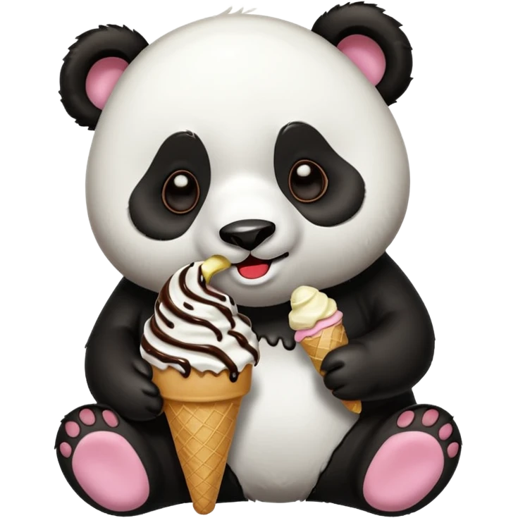 Panda eating ice cream emoji
