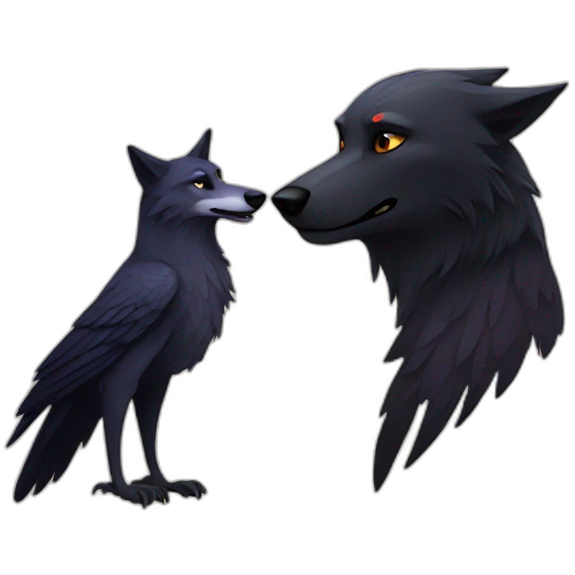 wolf and raven emoji
