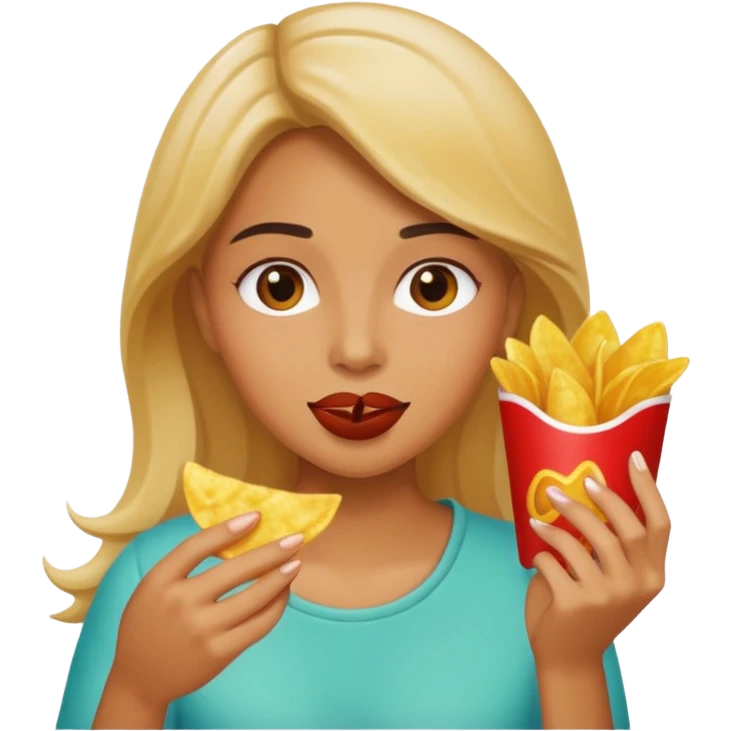 Woman eatung chips  emoji