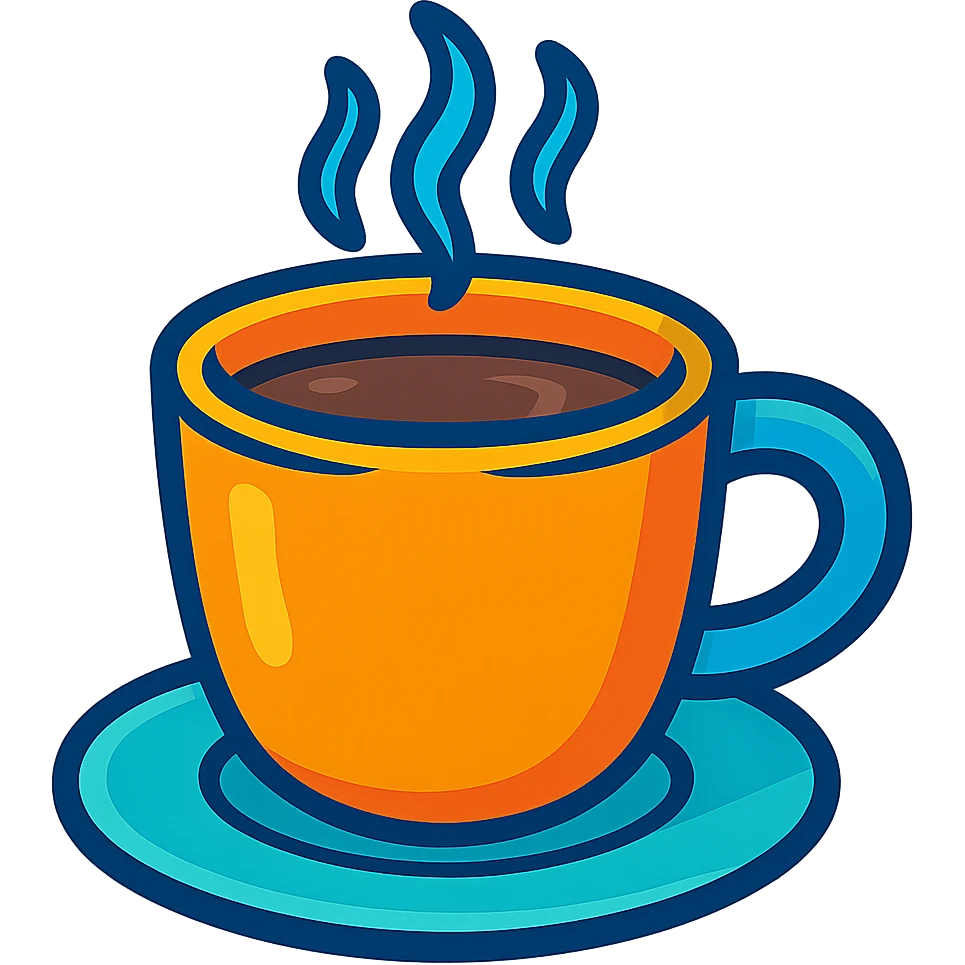 coffee cup, vibrant cartoon style emoji