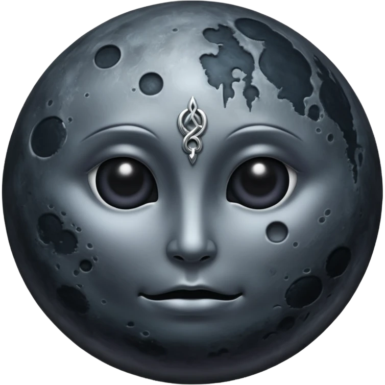 iOS emoji, dark moon, silver outline, mystical symbols, dark fantasy, smooth textureiOS emoji, dark moon, silver outline, mystical symbols, dark fantasy, smooth texture emoji
