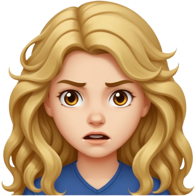 aggressive girl with long wavy hair emoji