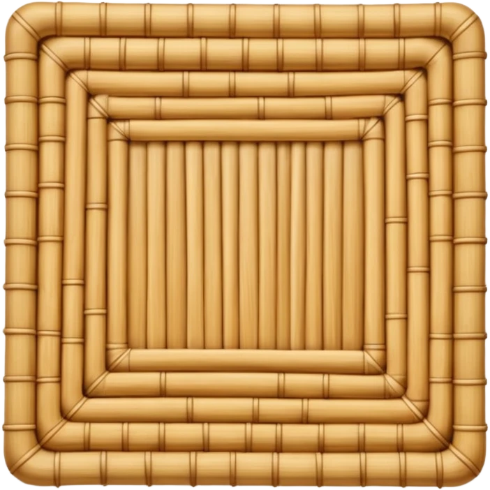 A 3D cartoon flat woven mat made of straw or bamboo strips, top-down view, soft shadow. emoji