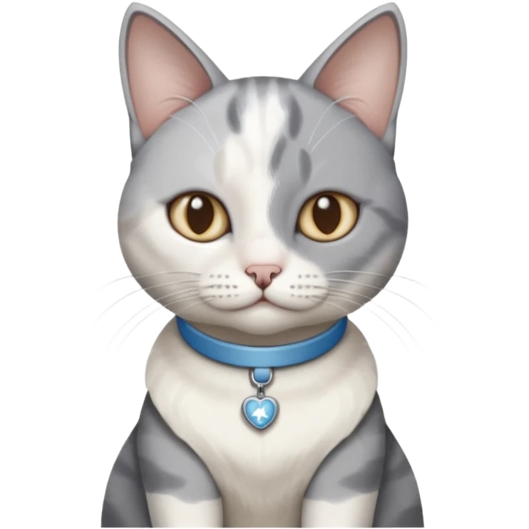 disabled grey and white cat in pet mobility aide emoji