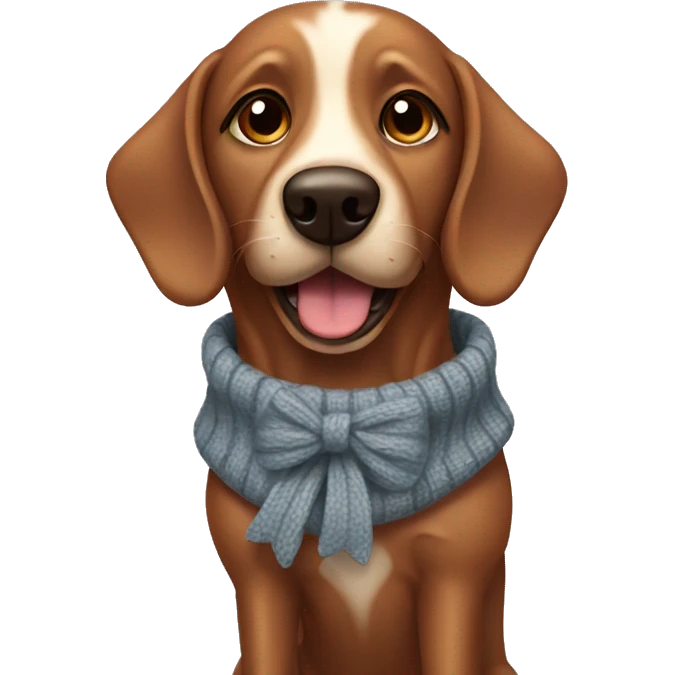 brown dog with a bow and cosy jumper  emoji