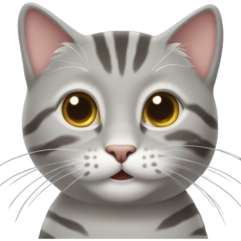 Gray tabby cat smiling with squinty eyes  emoji