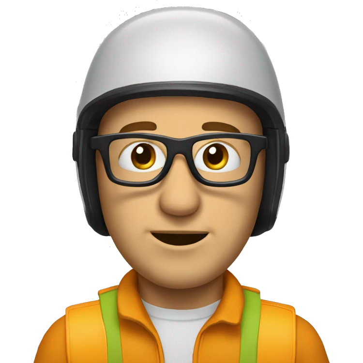 Caucasian man wirh helmet, glases and earplugs emoji
