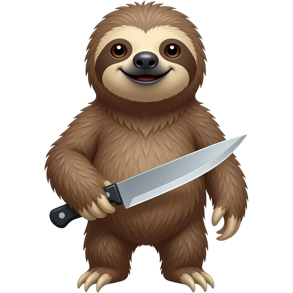 looking askance going smiling evil killer sloth w big knife emoji