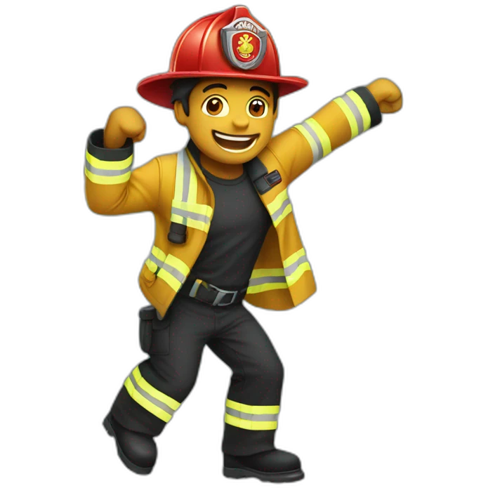firefighter dancing with bar emoji