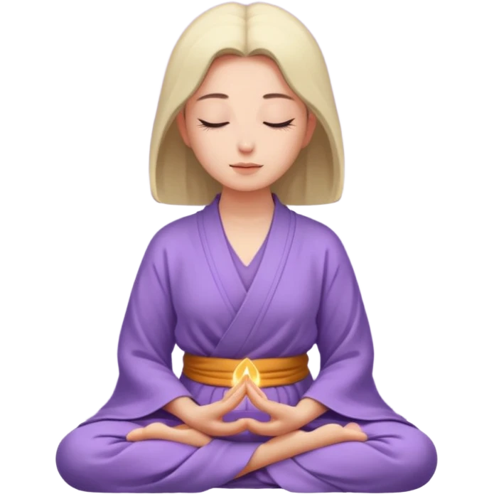 tranquil woman, meditating, face only, lavender Buddhist robe emoji