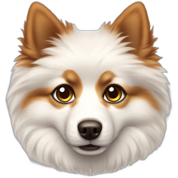 Spitz dog white color fluffy brown eyes emoji
