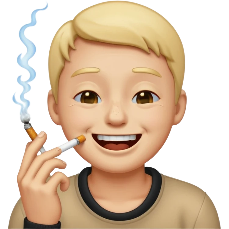 laughing emoji while crying with a cigarette emoji
