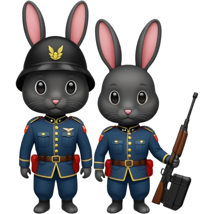 black rabbit with soldier costume emoji
