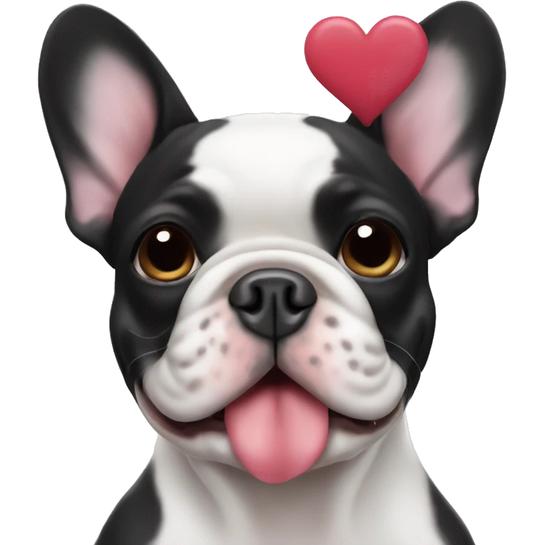 black and white french bulldog with hearts  emoji
