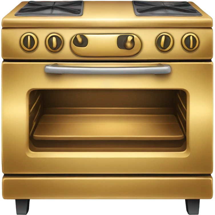 Realistic front facing shiny solid gold oven. emoji