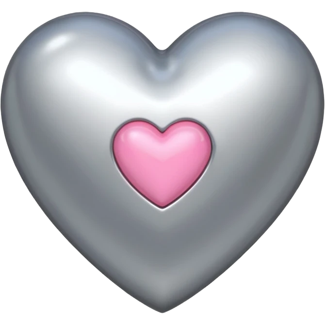 silver heart with one pink mini heart inside of it  emoji
