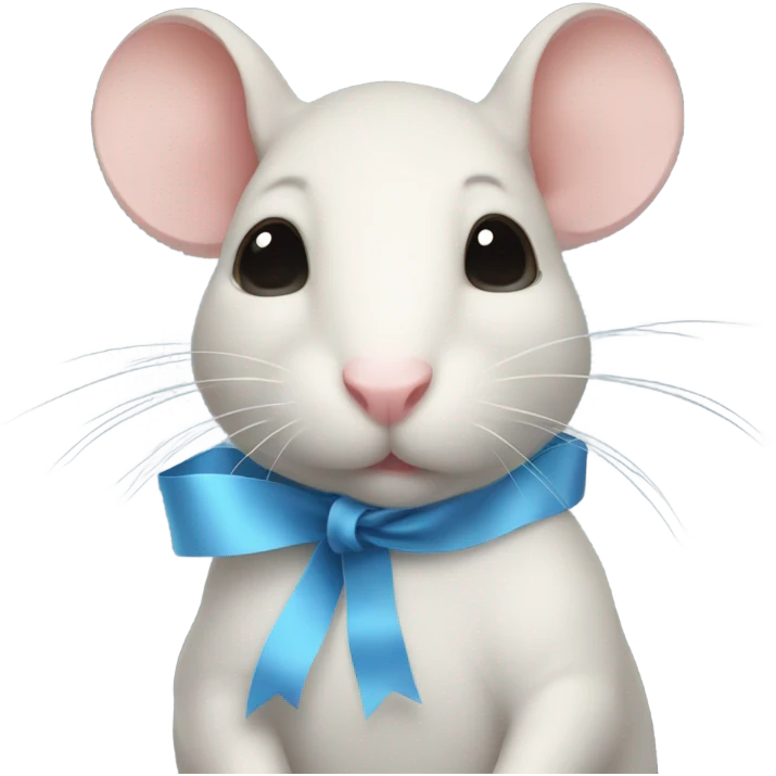 soft blue ribbon on a rat emoji