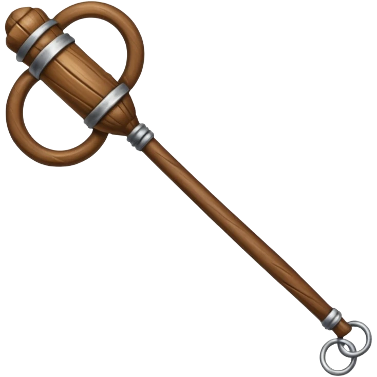 Wooden monk’s staff with metal rings at top. emoji