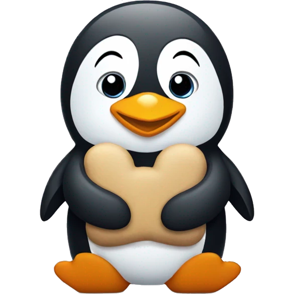 Penguin holding a teddy bear emoji