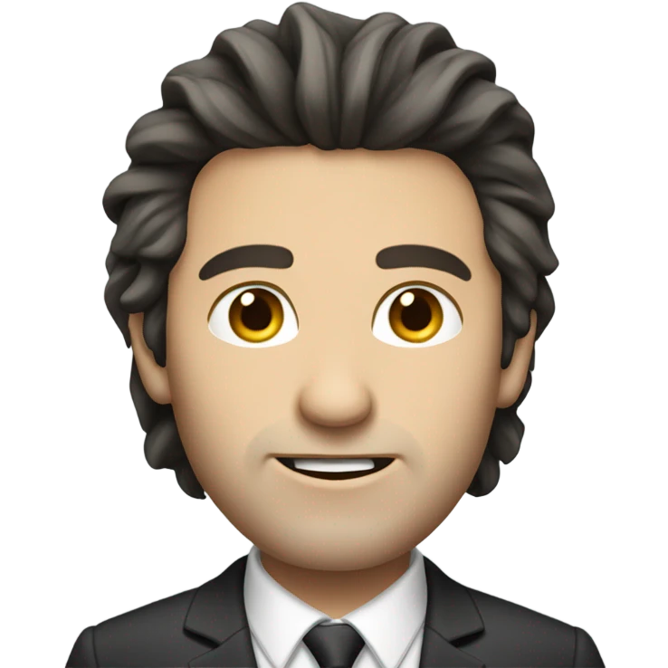 caucasian businessman black messy straight hair emoji