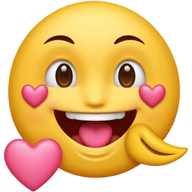 emoji souriant avec la langue sortie et un petit cœur subtil près du coin de la bouche emoji