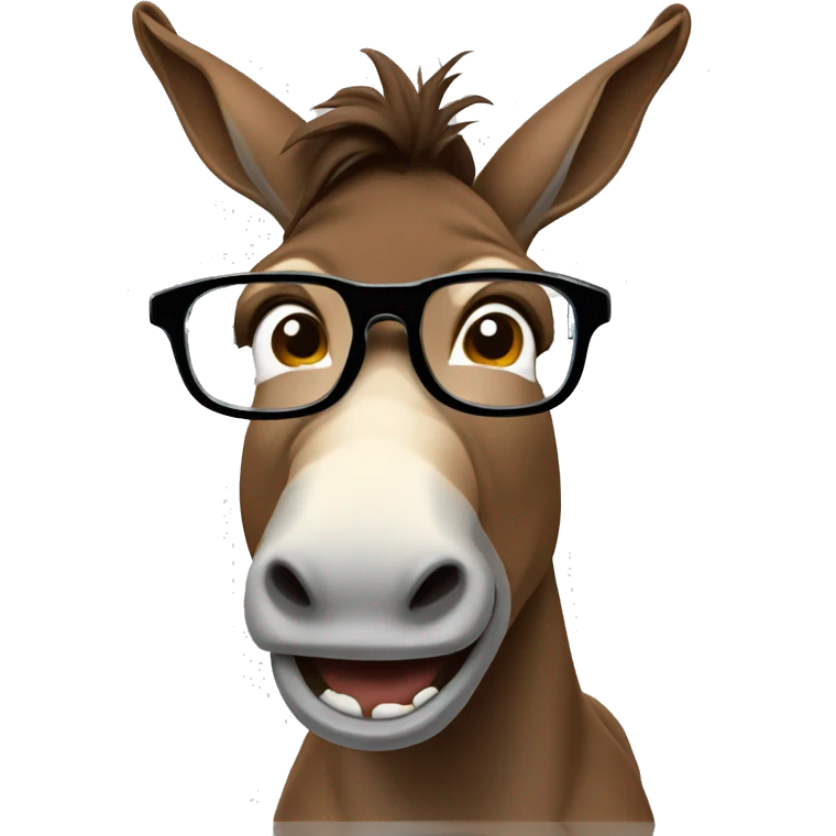 nerd brown donkey with 2 big tooth using glasses and lapel  emoji