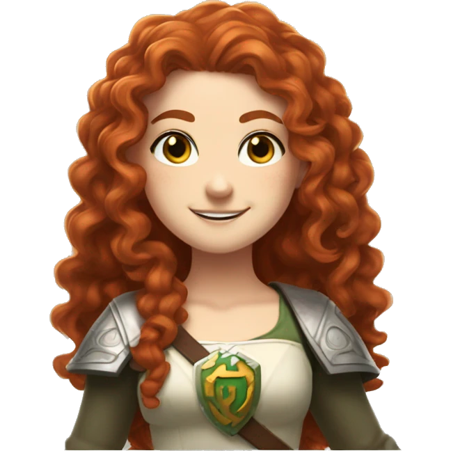 a white girl with long red curly hair and freckles, cosplaying Zelda posing and smiling emoji