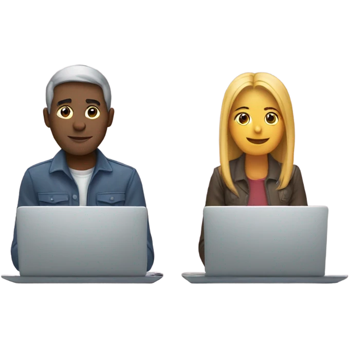 two people working on laptops together emoji