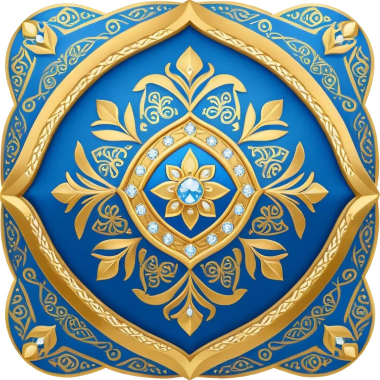 Samarkand style doppa hat with diamond patterns in blue and gold emoji