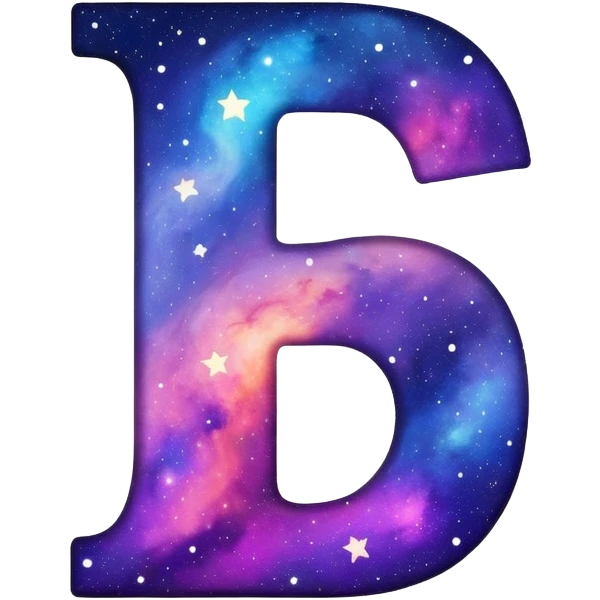 letter J filled with galaxy pattern and stars emoji