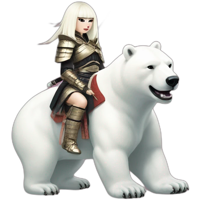 Samurai outfit chromatica Lady Gaga riding Polar Bear emoji