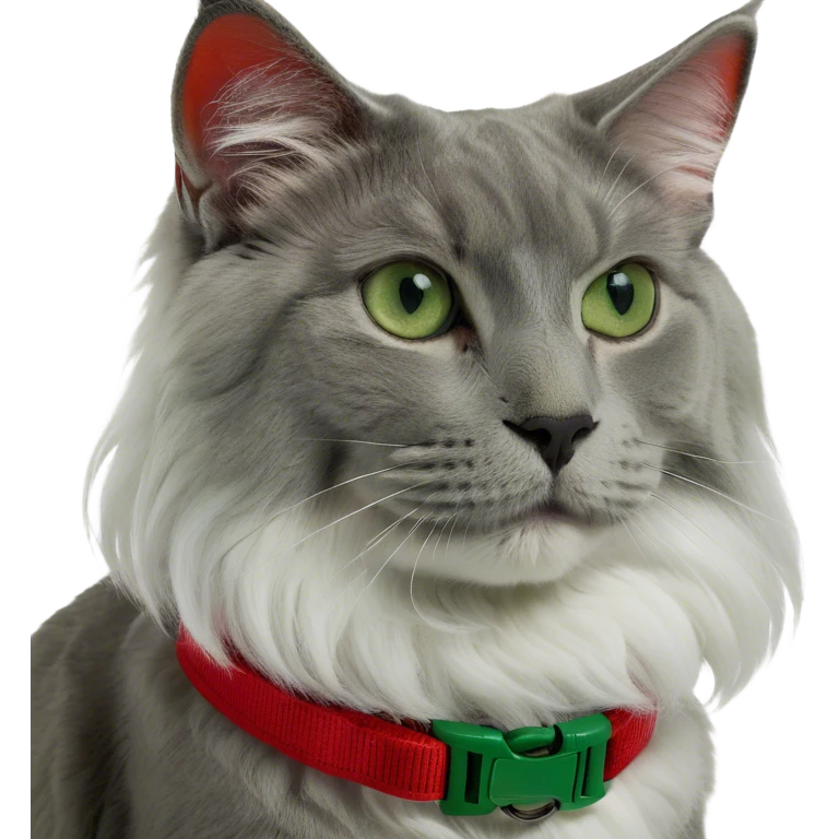 Gray long haired green eyed cat emoji