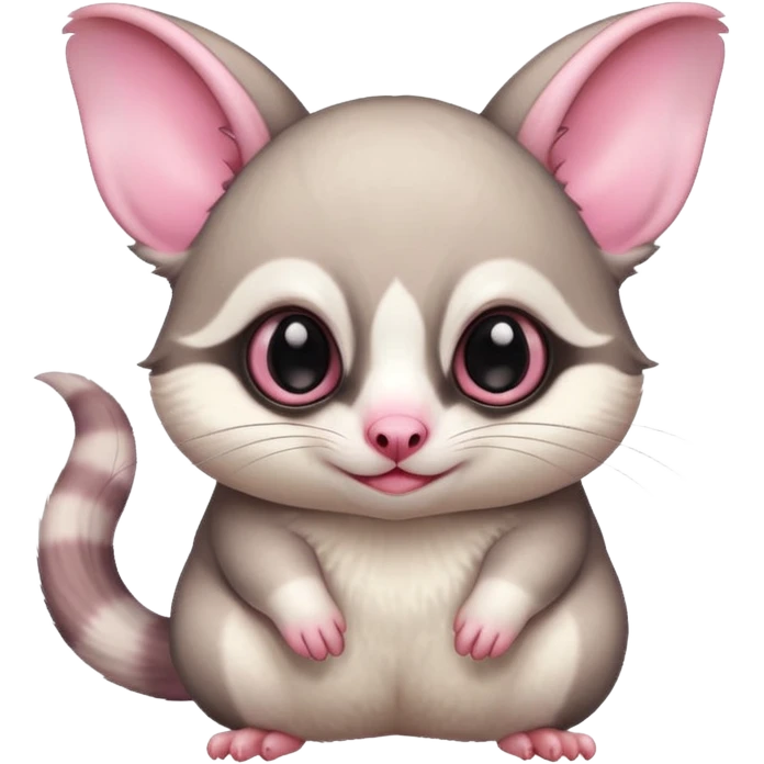 Fat and cute sugar glider, white emoji