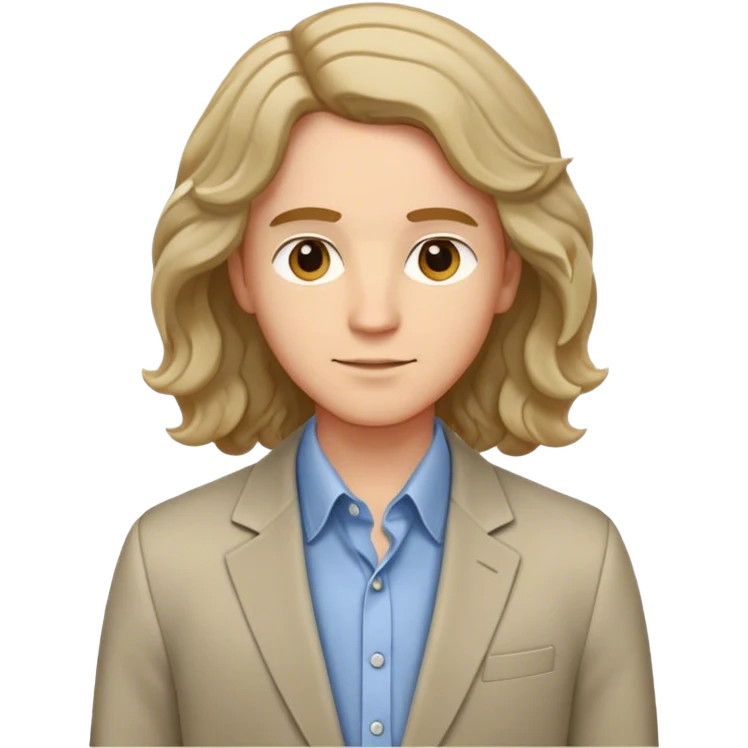  Confident, friendly, medium-length wavy hair, wearing a smart casual blazer over a collared shirt, facing forward. emoji