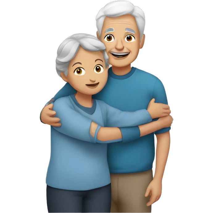 Grandma huggings with a boy and girl emoji