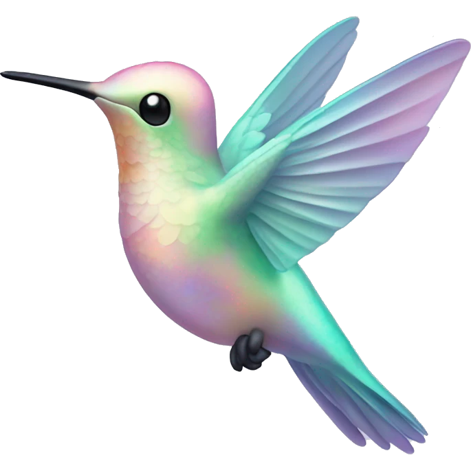 Pale pastel holographic humming bird emoji