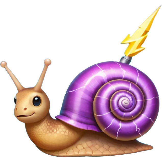 whimsical emoji of a snail with a glowing lightning bolt for a shell emoji