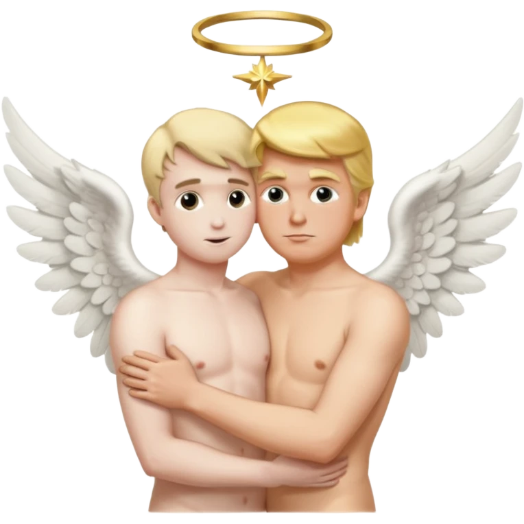 Donald trump naked hugging Charlie Kirk as an angel emoji