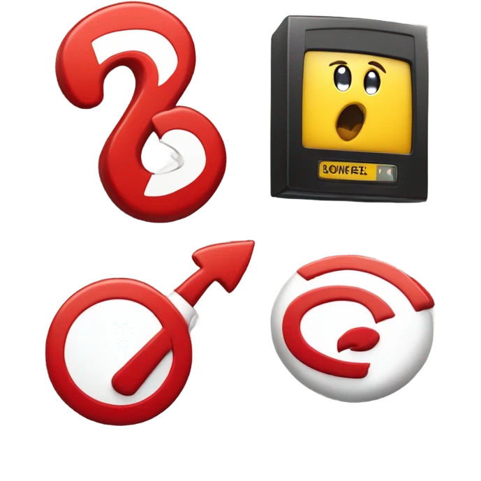 Big red exclamation point on left, big red question mark on right , @ sign in middle and in front of them in the center It says “SIMPLETON” emoji