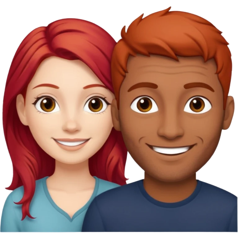 White red hair girl and brown indian guy couples emoji