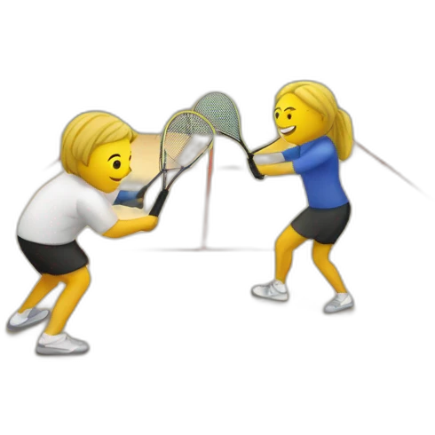Squash room with 2 persons playing squash emoji