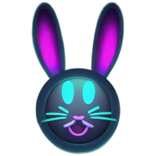 neon rabbit clock emoji