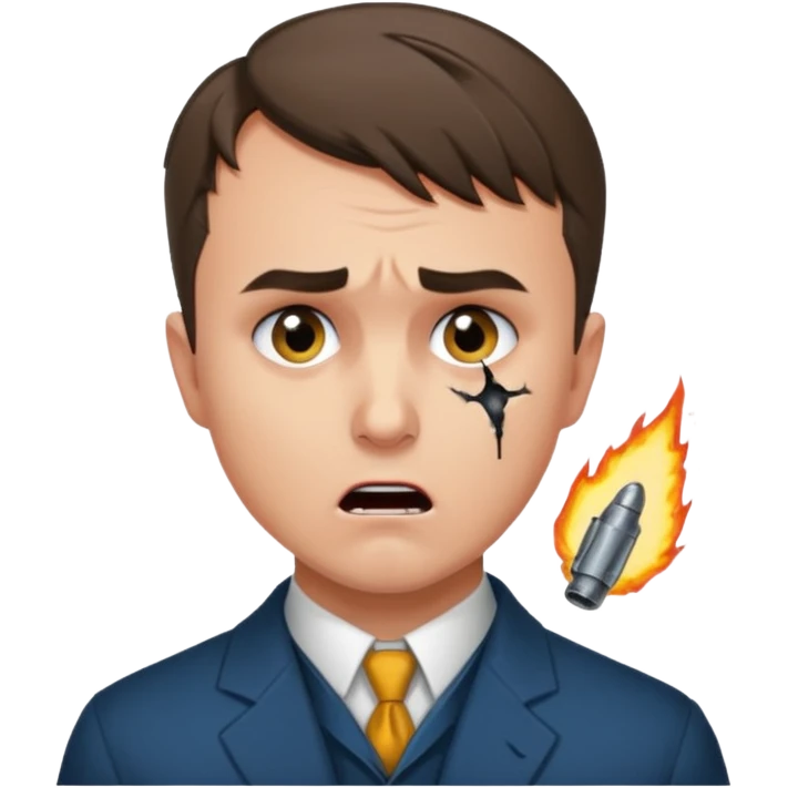 Charlie kirk with bullet hole on neck and scared expression  emoji