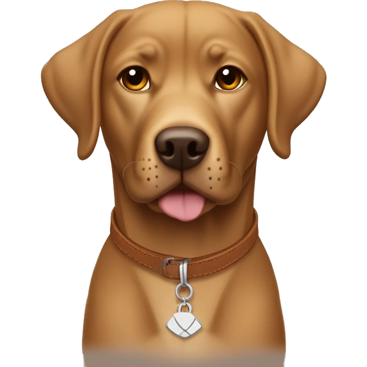 Una perrita color canela labrador retriever mezclado con Pitbul con collar emoji