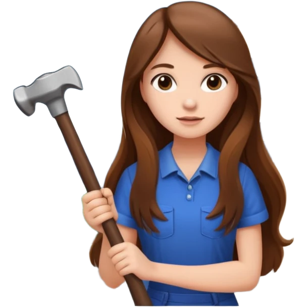 beautiful girl with long brown hair constructing new bedroom emoji