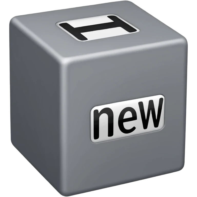 create the word " NEW" In grey color square shape box in capital letter emoji