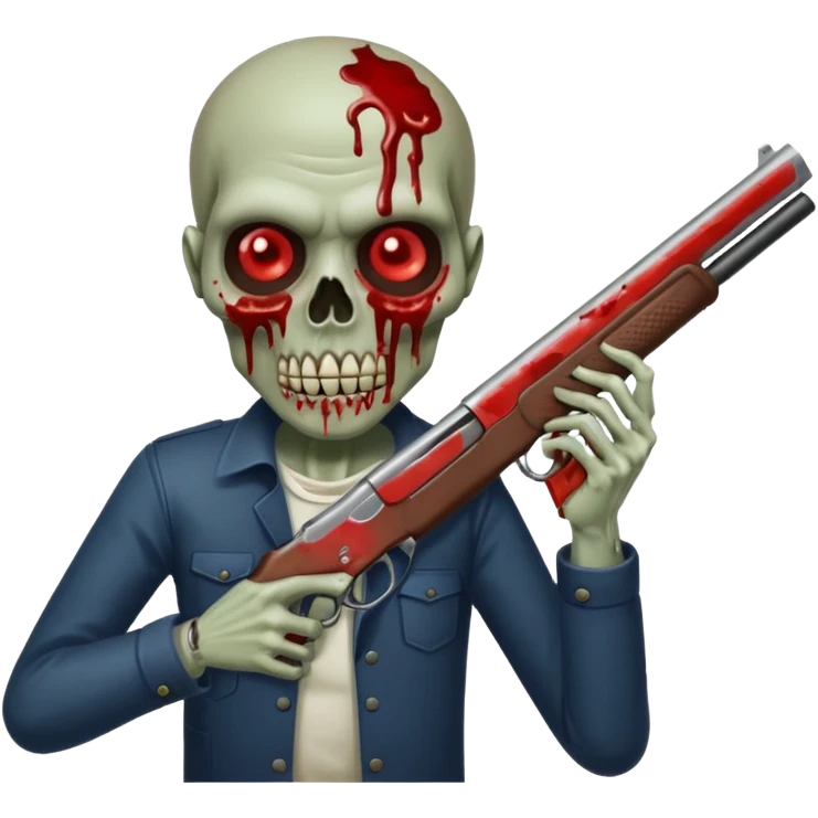 Bloody zombie shotgun pointed straight forward. In the style of your bleeding skull zombie art, but a shotgun pointing forward, not at an angle emoji