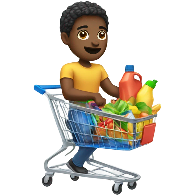 Black person with shopping cart and water gun emoji