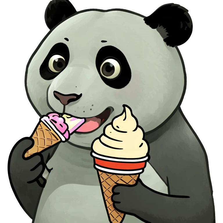 Panda eating ice cream emoji