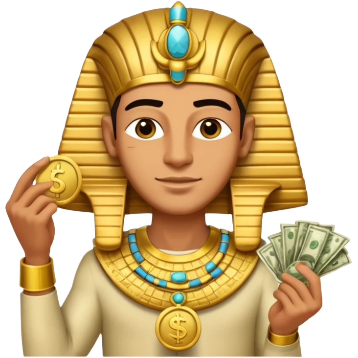 rich pharaon with money emoji